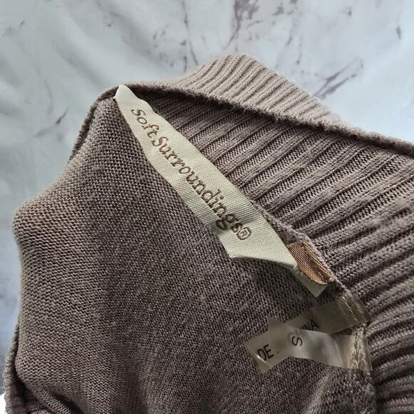 Soft Surroundings Sweater Womens Small Brown Turtleneck Taupe Mushroom Ribbed - Picture 3 of 11